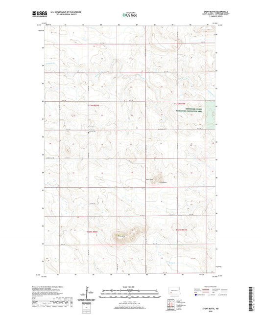 Stony Butte North Dakota US Topo Map Image
