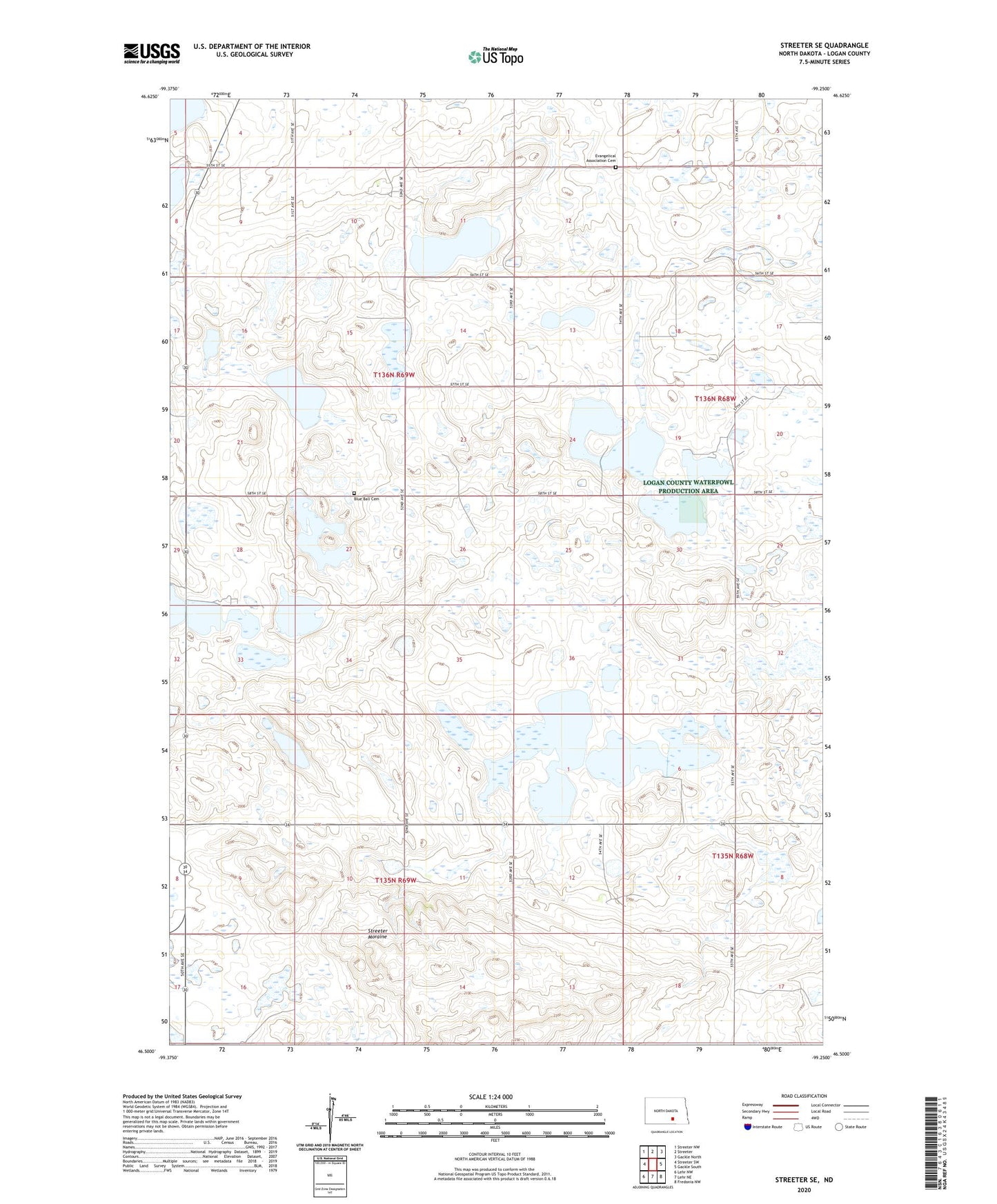 Streeter SE North Dakota US Topo Map Image