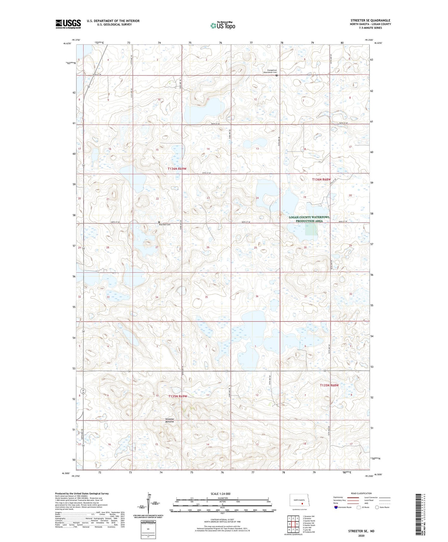 Streeter SE North Dakota US Topo Map Image