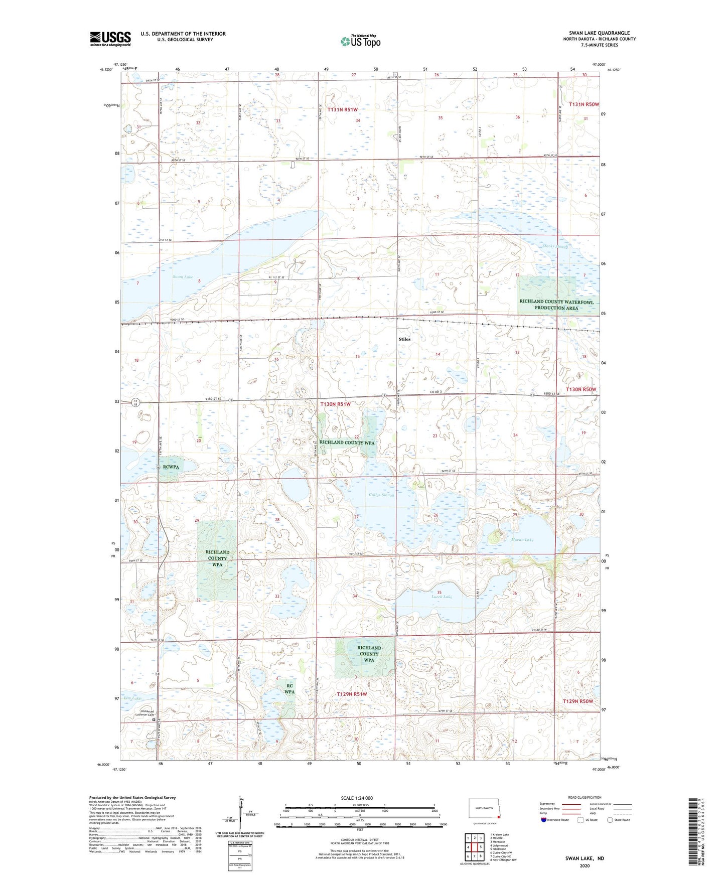 Swan Lake North Dakota US Topo Map Image
