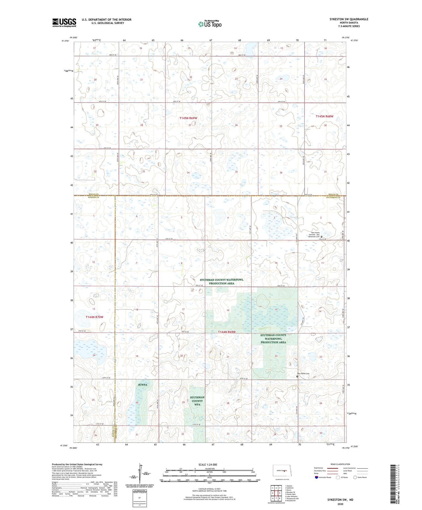 Sykeston SW North Dakota US Topo Map Image