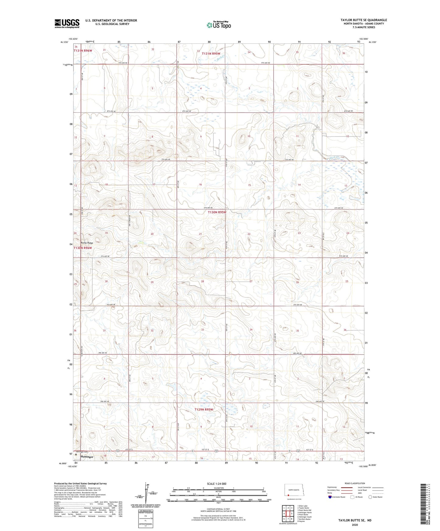 Taylor Butte SE North Dakota US Topo Map Image