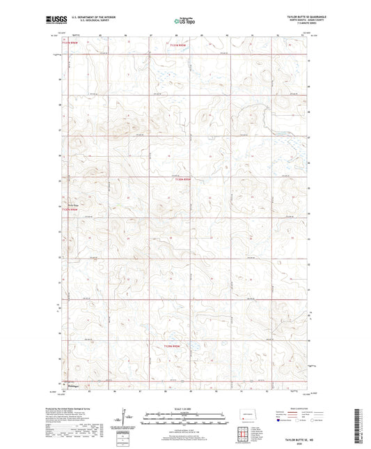 Taylor Butte SE North Dakota US Topo Map Image