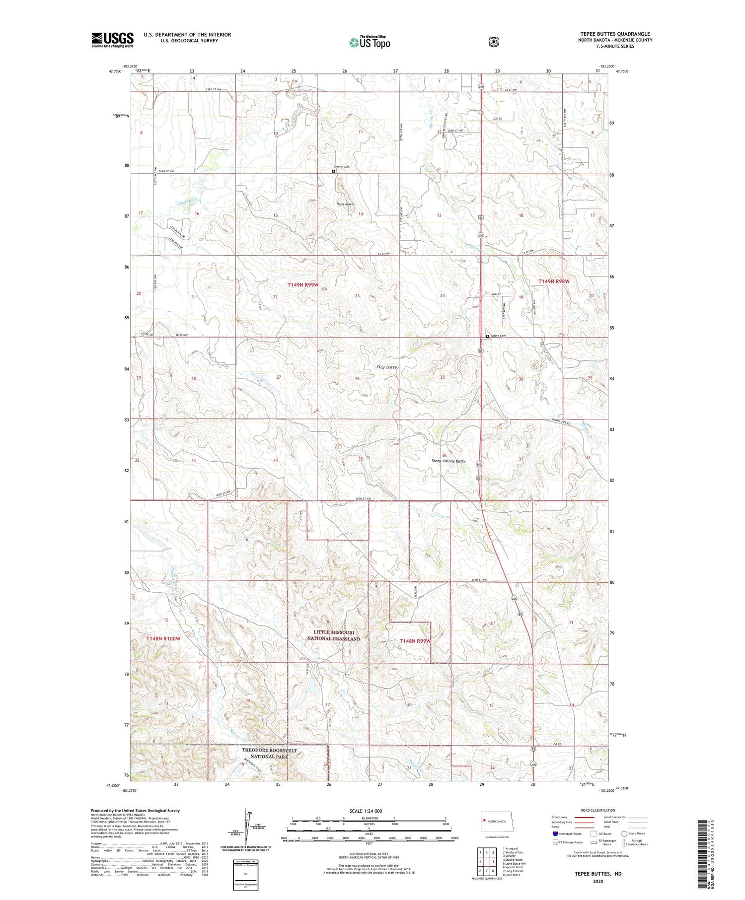 Tepee Buttes North Dakota US Topo Map Image