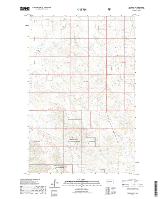 Tepee Buttes North Dakota US Topo Map Image