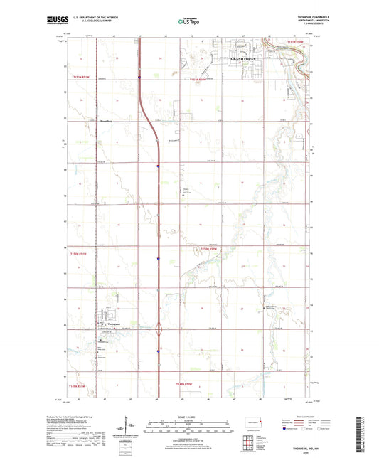 Thompson North Dakota US Topo Map Image