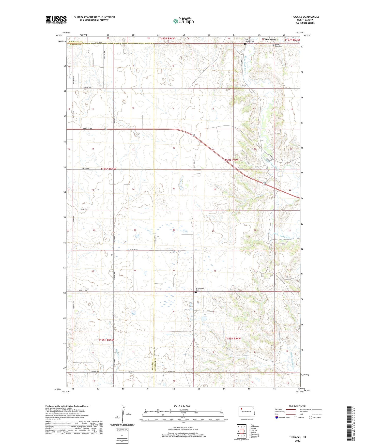 Tioga SE North Dakota US Topo Map Image