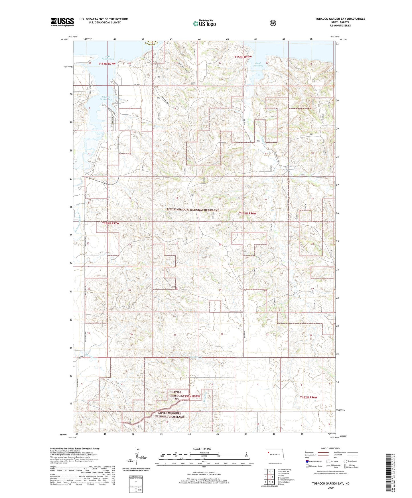 Tobacco Garden Bay North Dakota US Topo Map Image