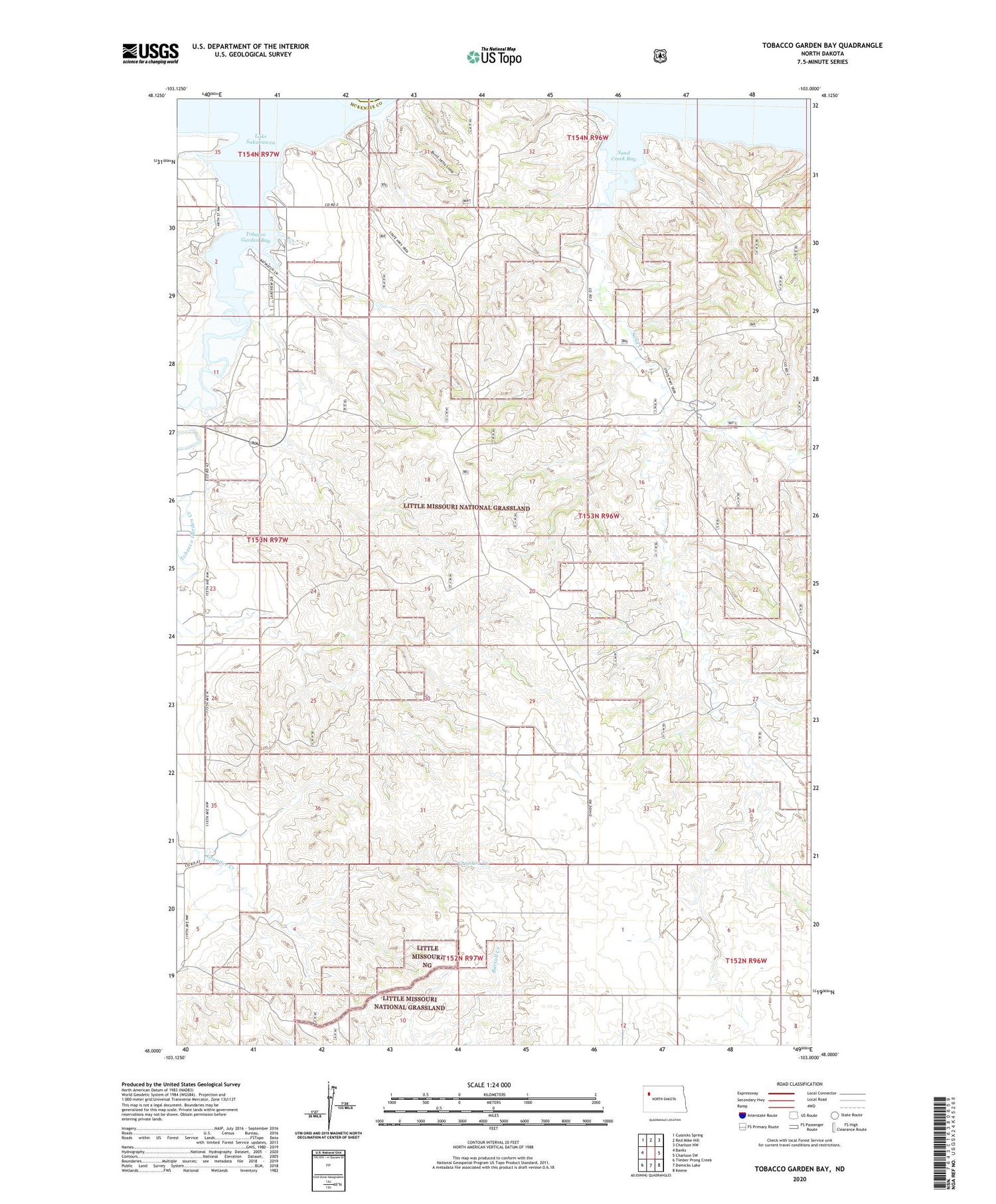 Tobacco Garden Bay North Dakota US Topo Map Image
