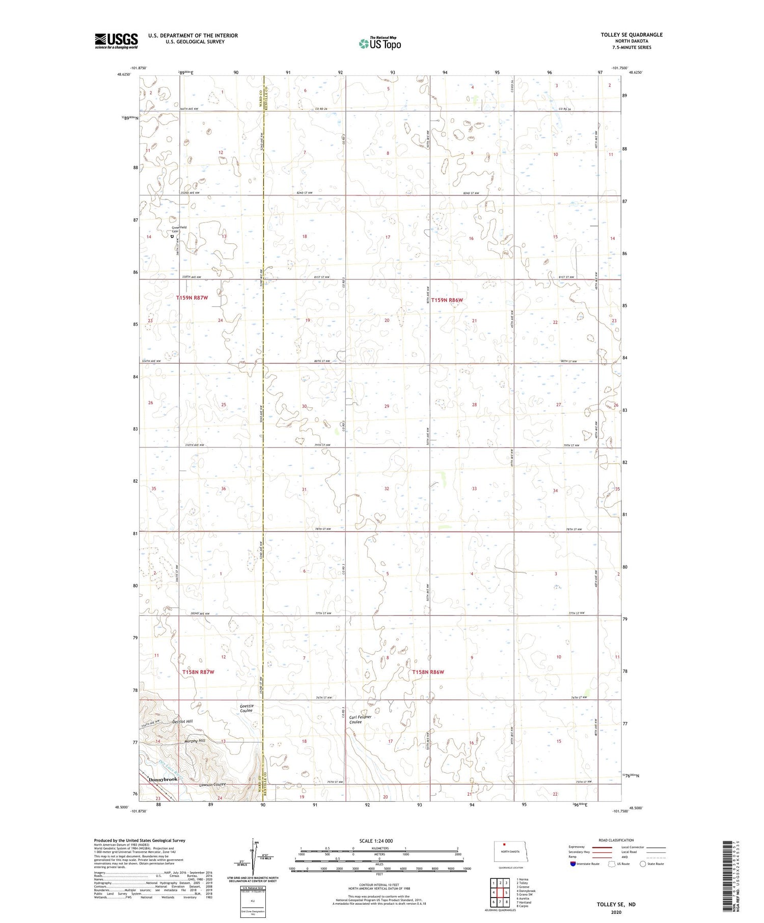 Tolley SE North Dakota US Topo Map Image