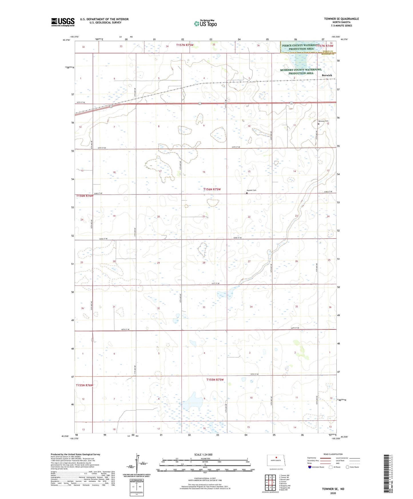 Towner SE North Dakota US Topo Map Image