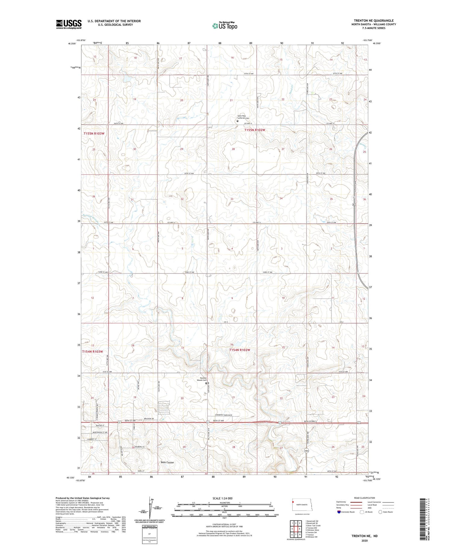Trenton NE North Dakota US Topo Map Image