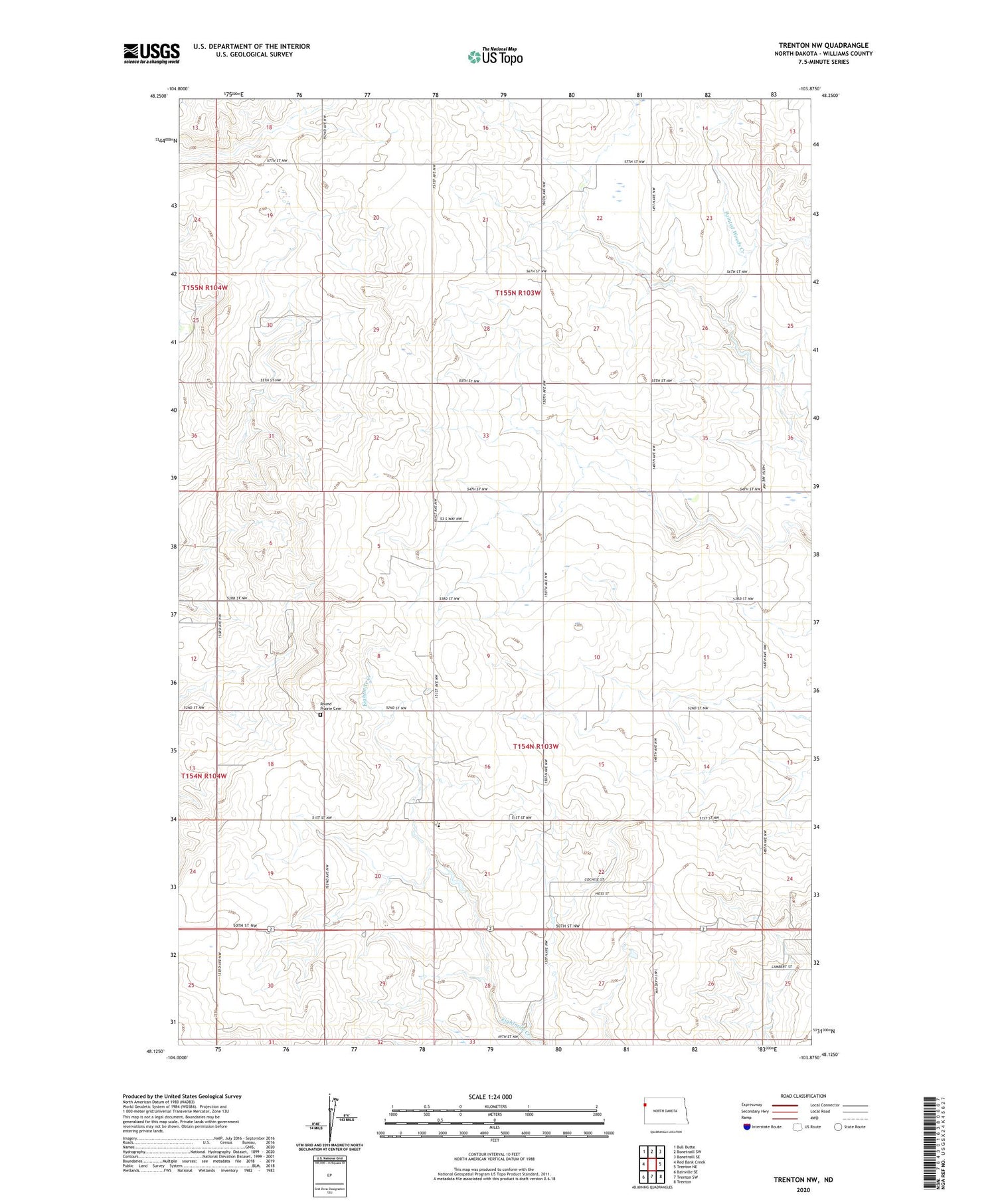 Trenton NW North Dakota US Topo Map Image