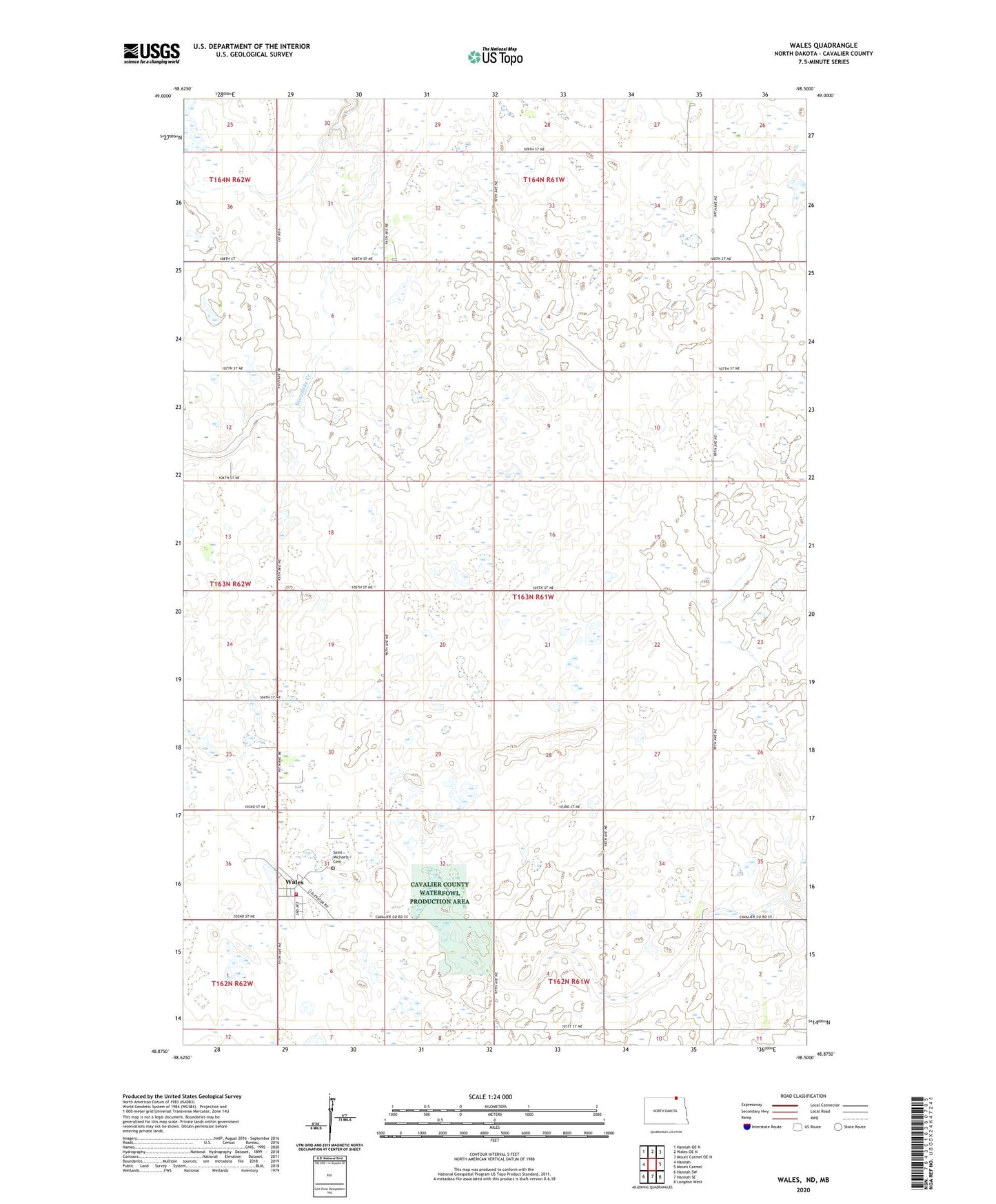 Wales North Dakota US Topo Map Image