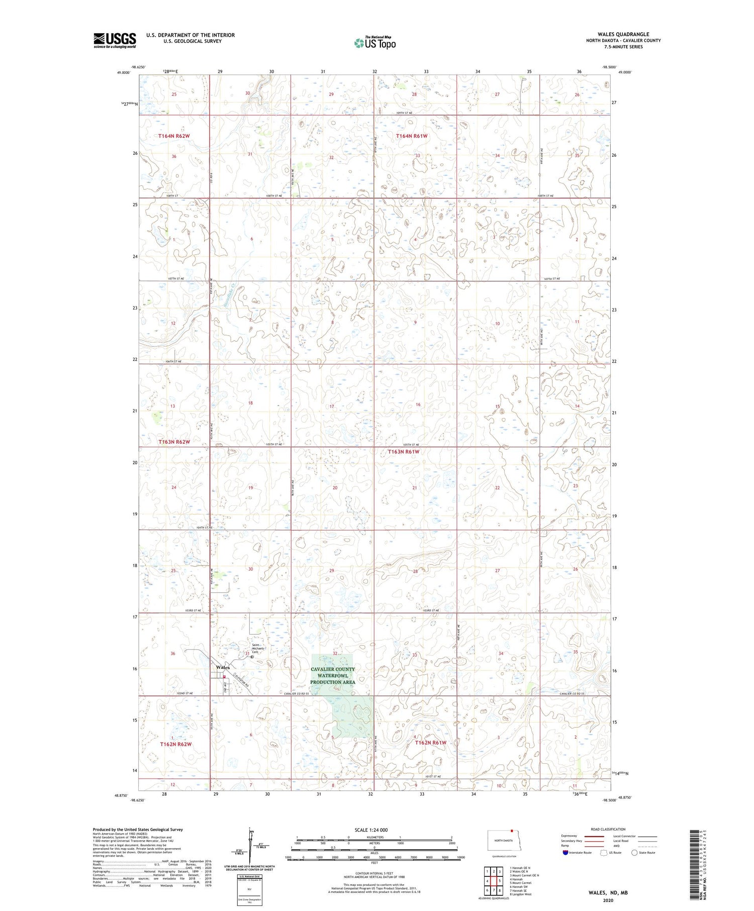 Wales North Dakota US Topo Map Image