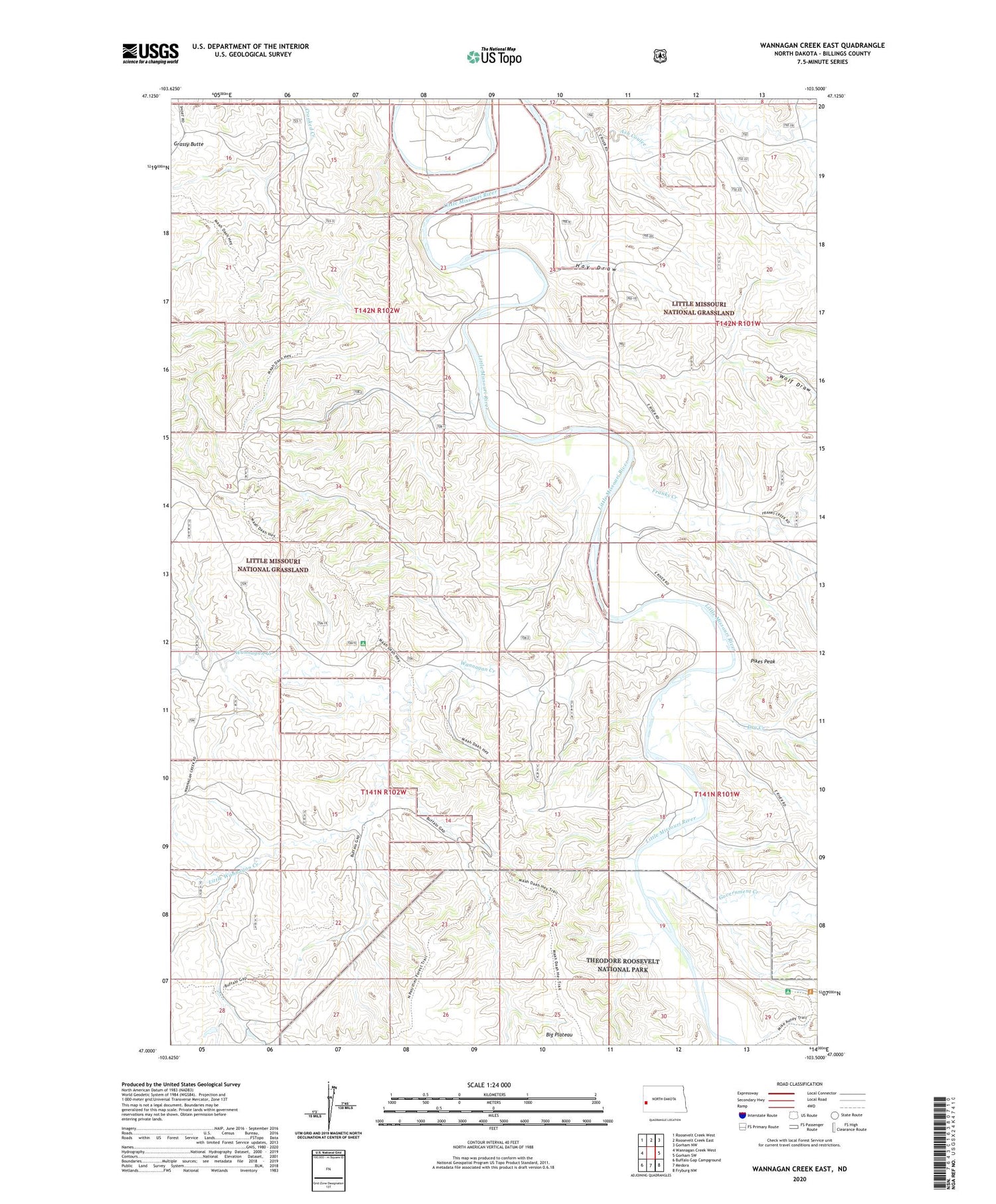 Wannagan Creek East North Dakota US Topo Map Image