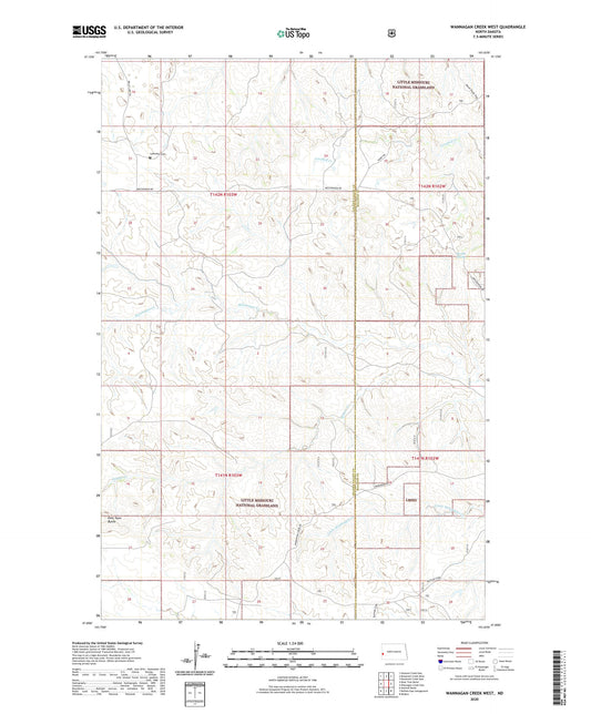 Wannagan Creek West North Dakota US Topo Map Image
