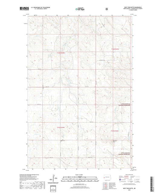 West Twin Butte North Dakota US Topo Map Image