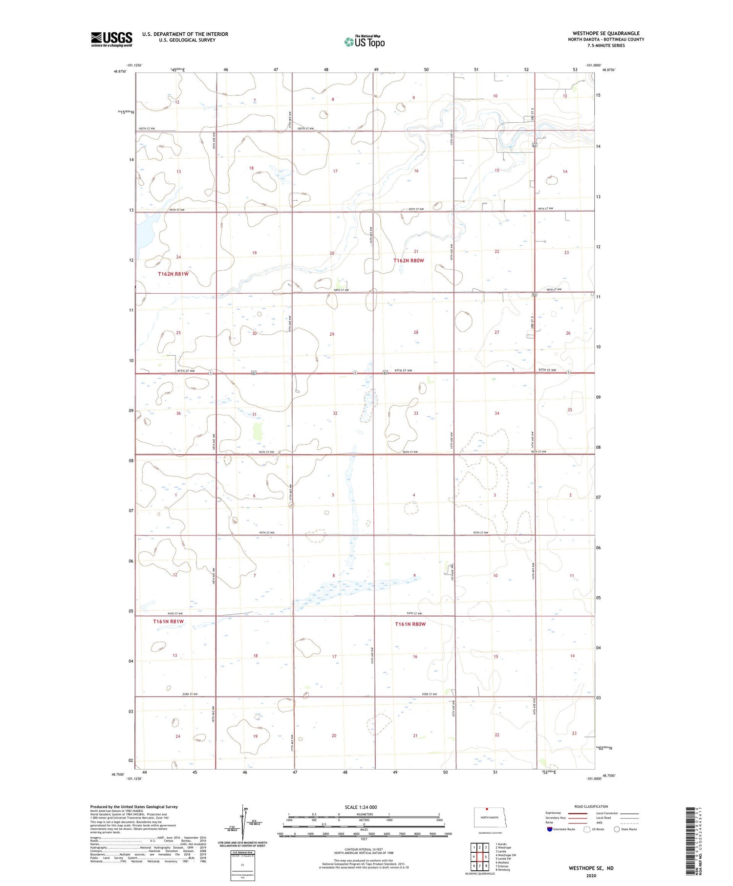 Westhope SE North Dakota US Topo Map Image