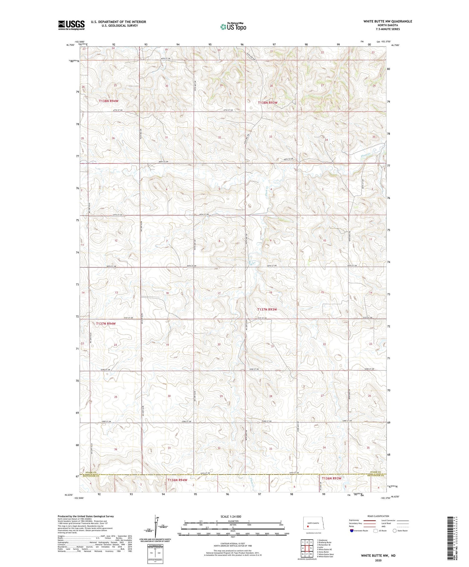 White Butte NW North Dakota US Topo Map Image