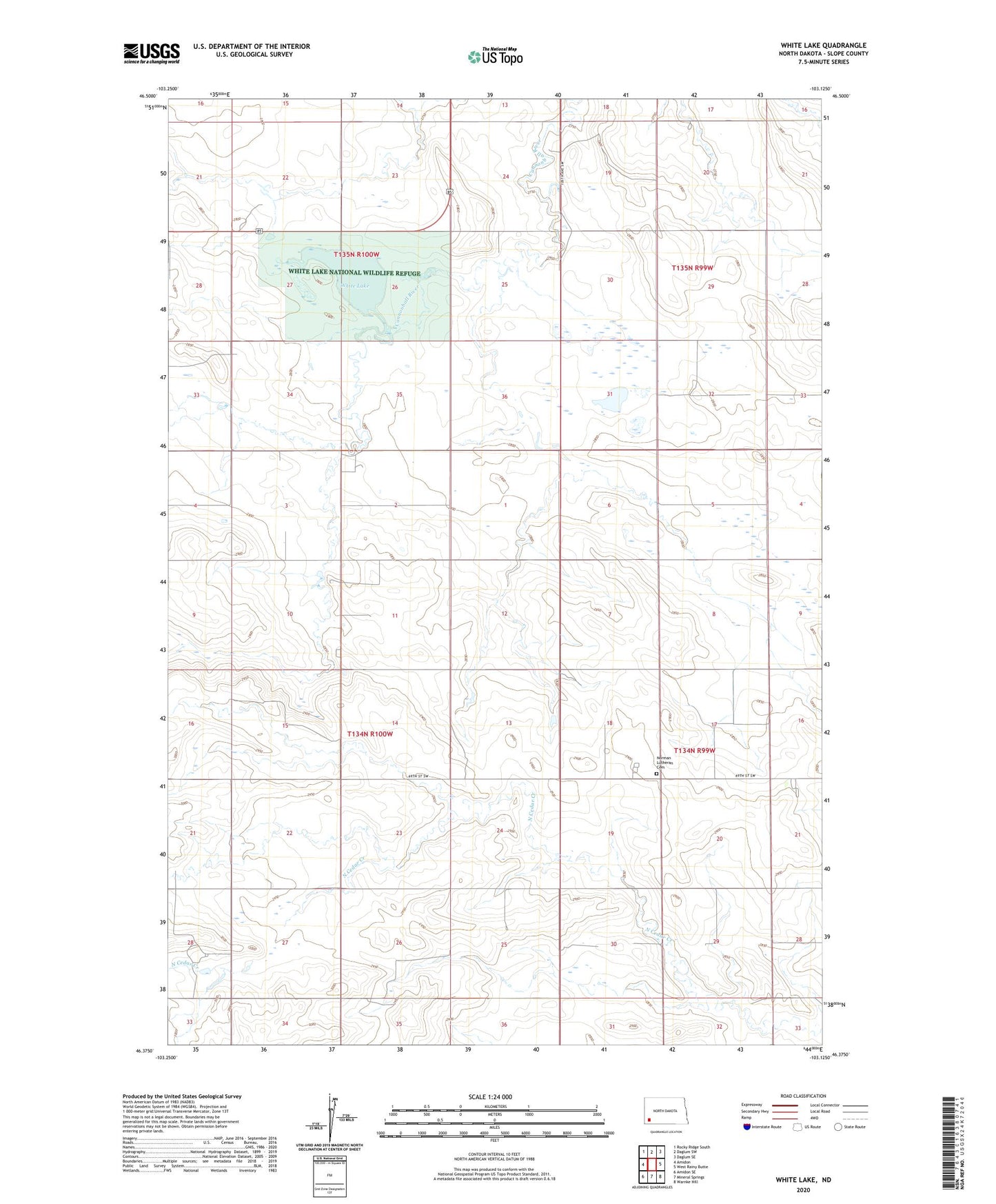 White Lake North Dakota US Topo Map Image