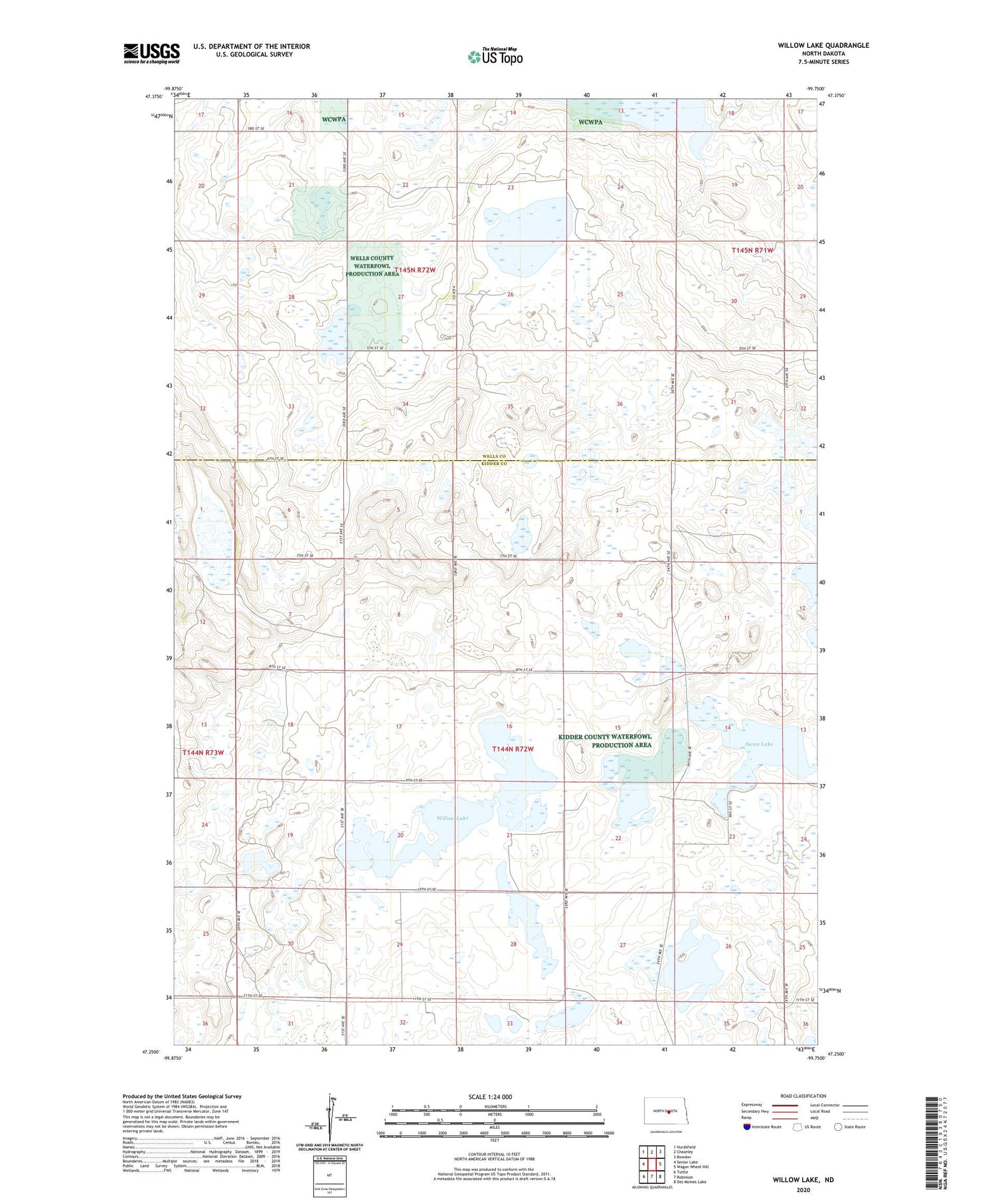 Willow Lake North Dakota US Topo Map Image
