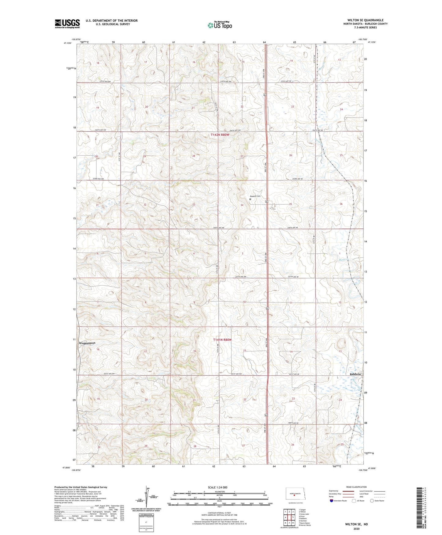 Wilton SE North Dakota US Topo Map Image