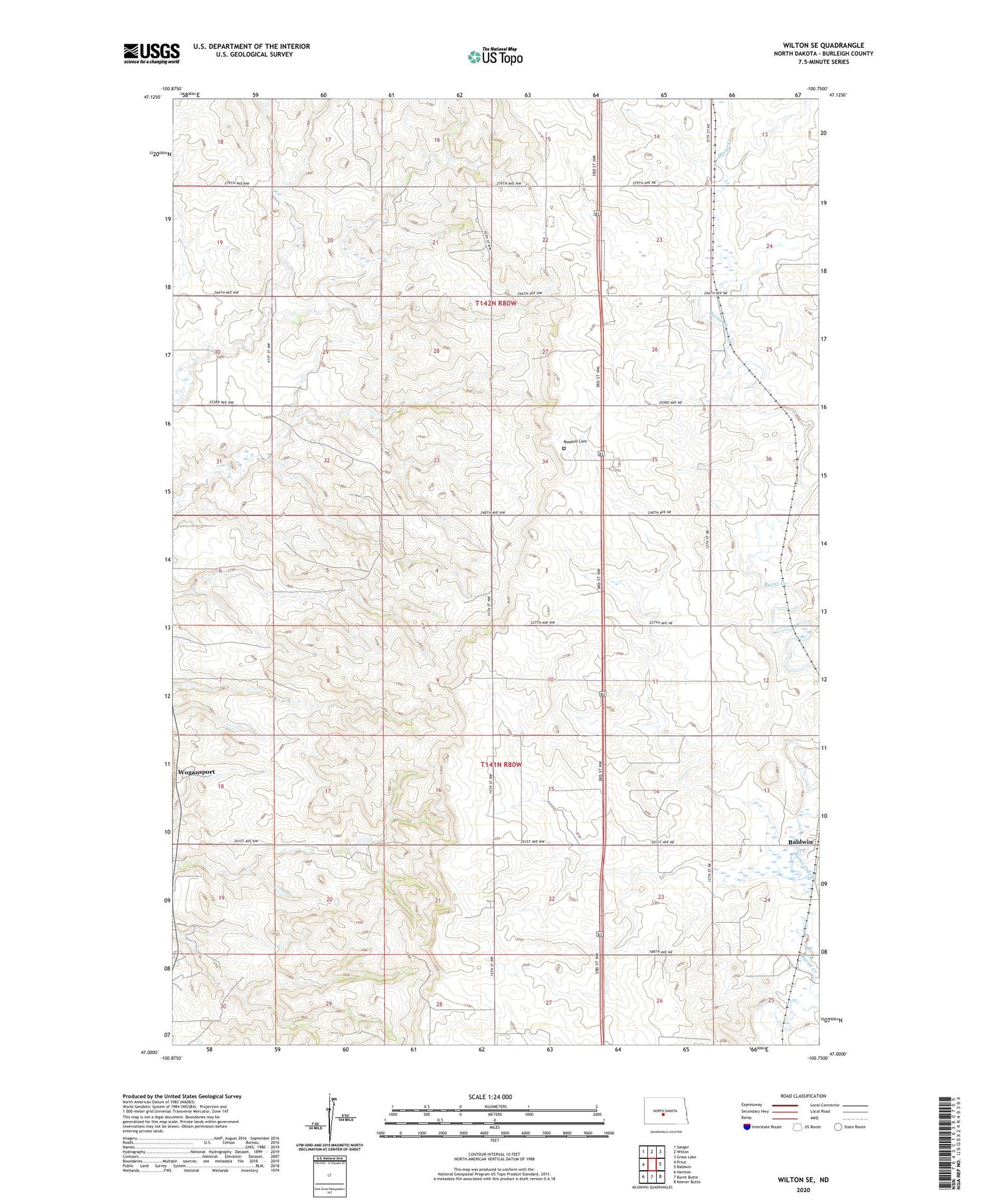 Wilton SE North Dakota US Topo Map Image