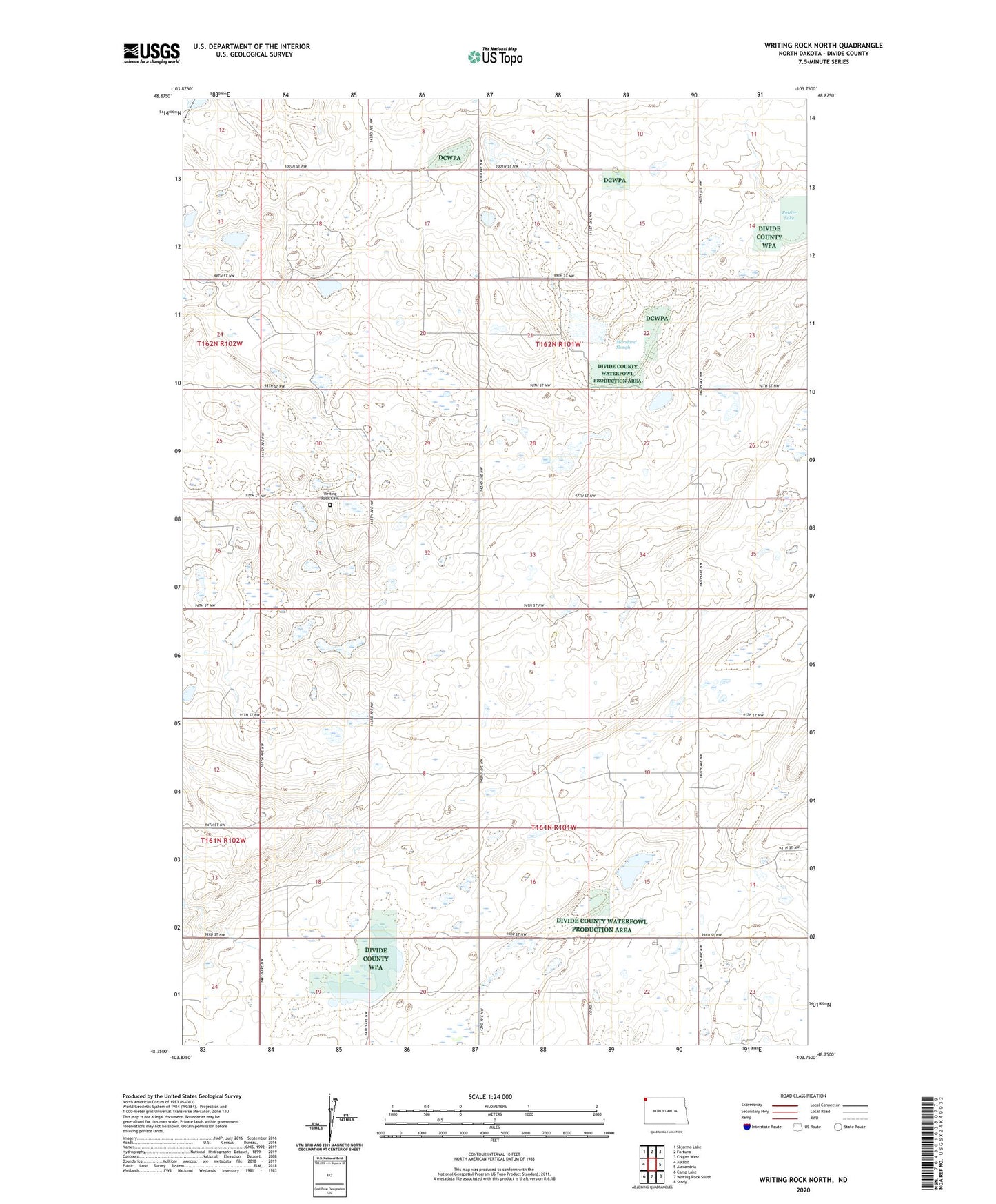 Writing Rock North North Dakota US Topo Map Image