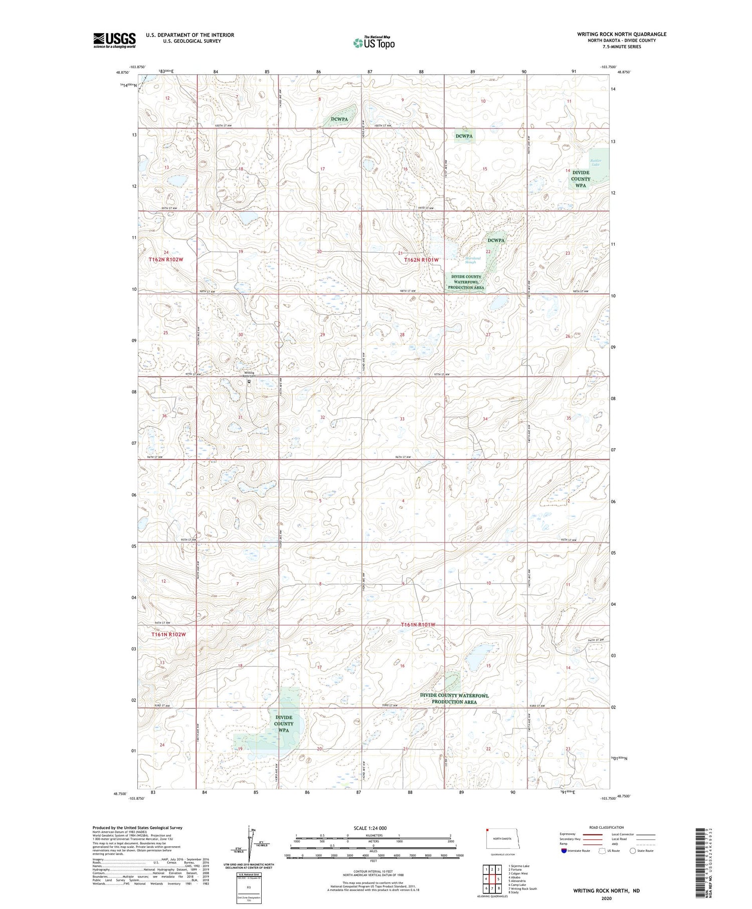 Writing Rock North North Dakota US Topo Map Image