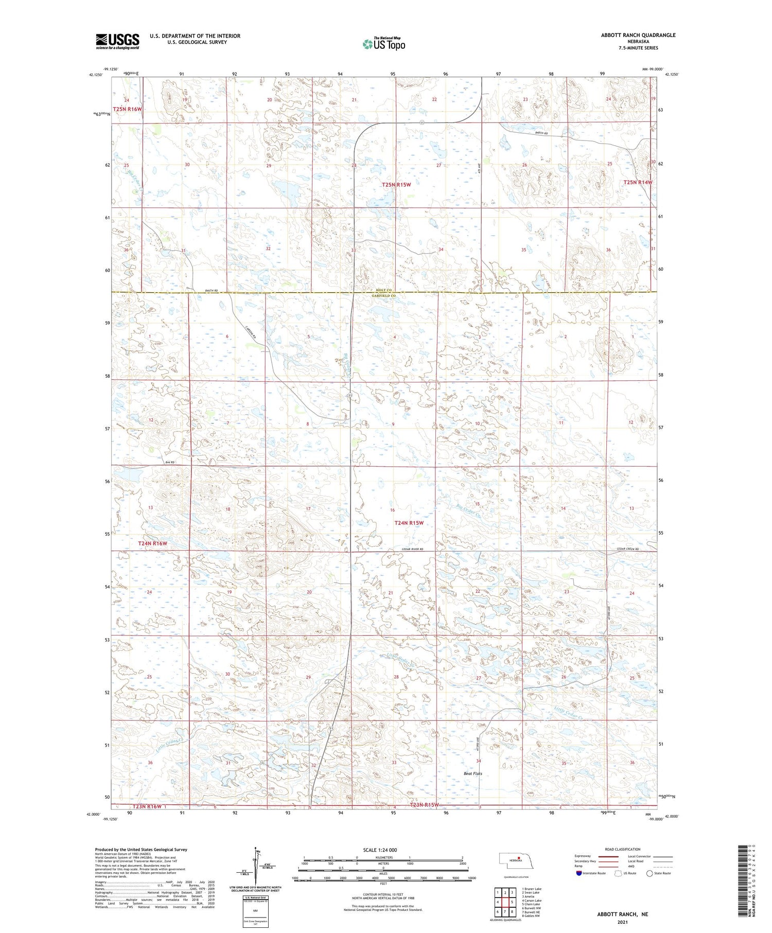Abbott Ranch Nebraska US Topo Map Image