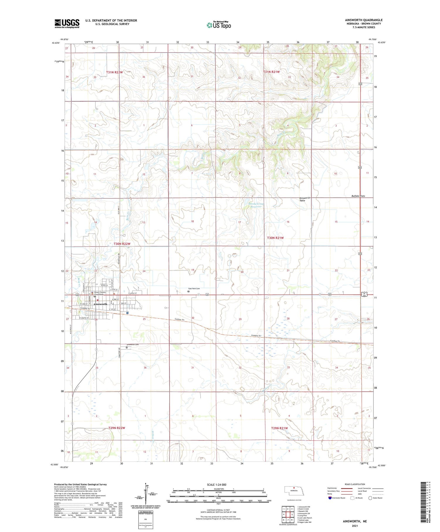 Ainsworth Nebraska US Topo Map Image