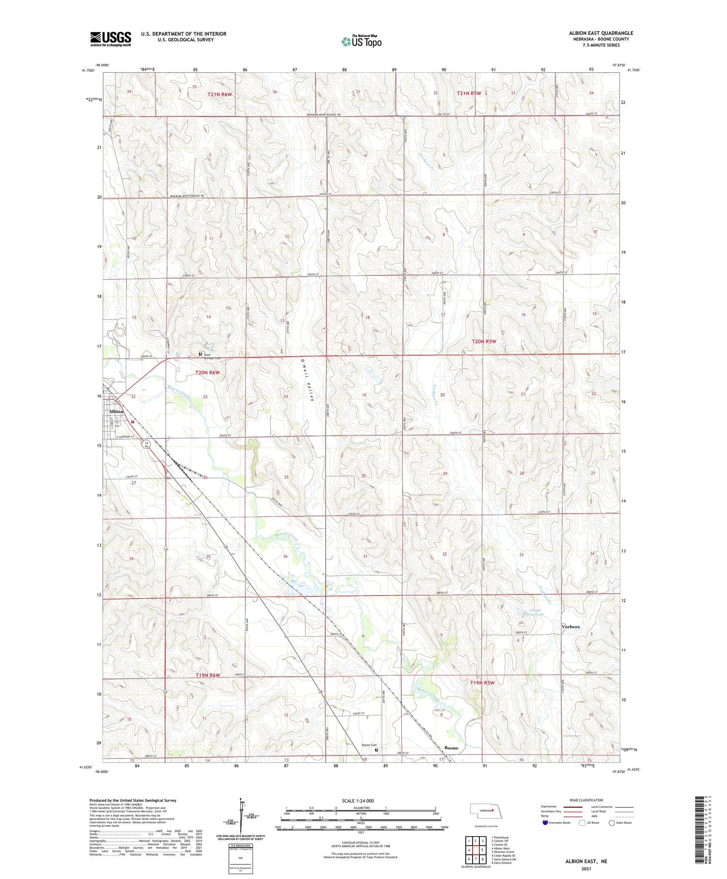 Albion East Nebraska US Topo Map Image