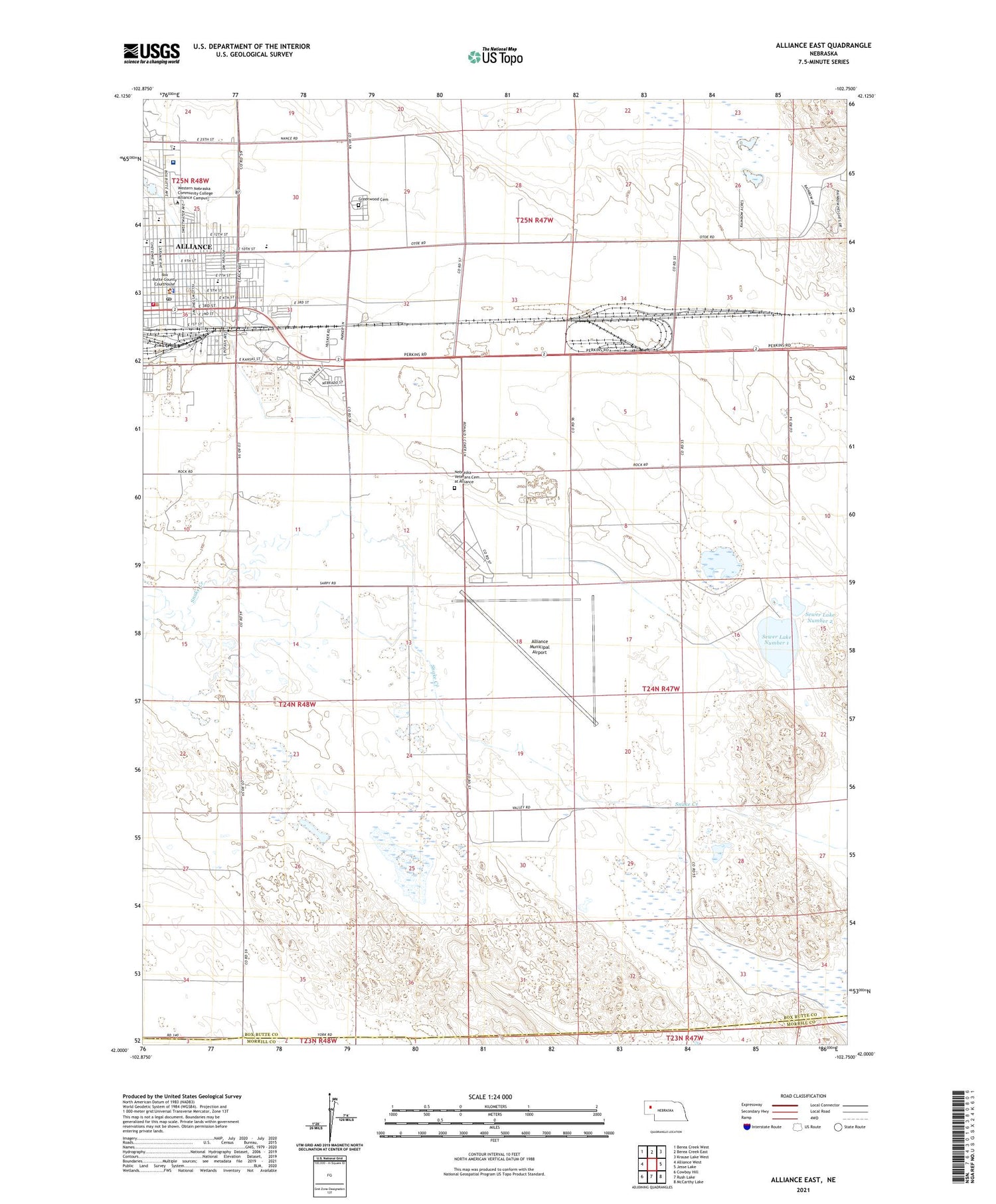 Alliance East Nebraska US Topo Map Image