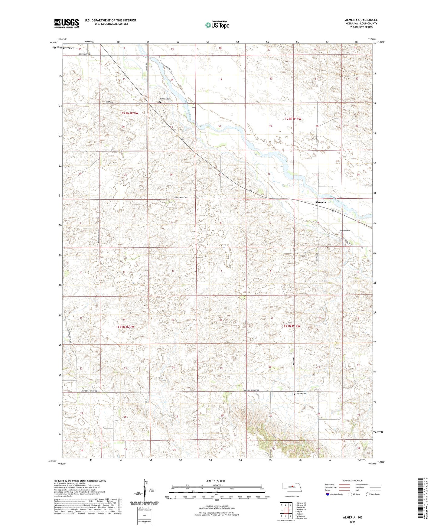 Almeria Nebraska US Topo Map Image