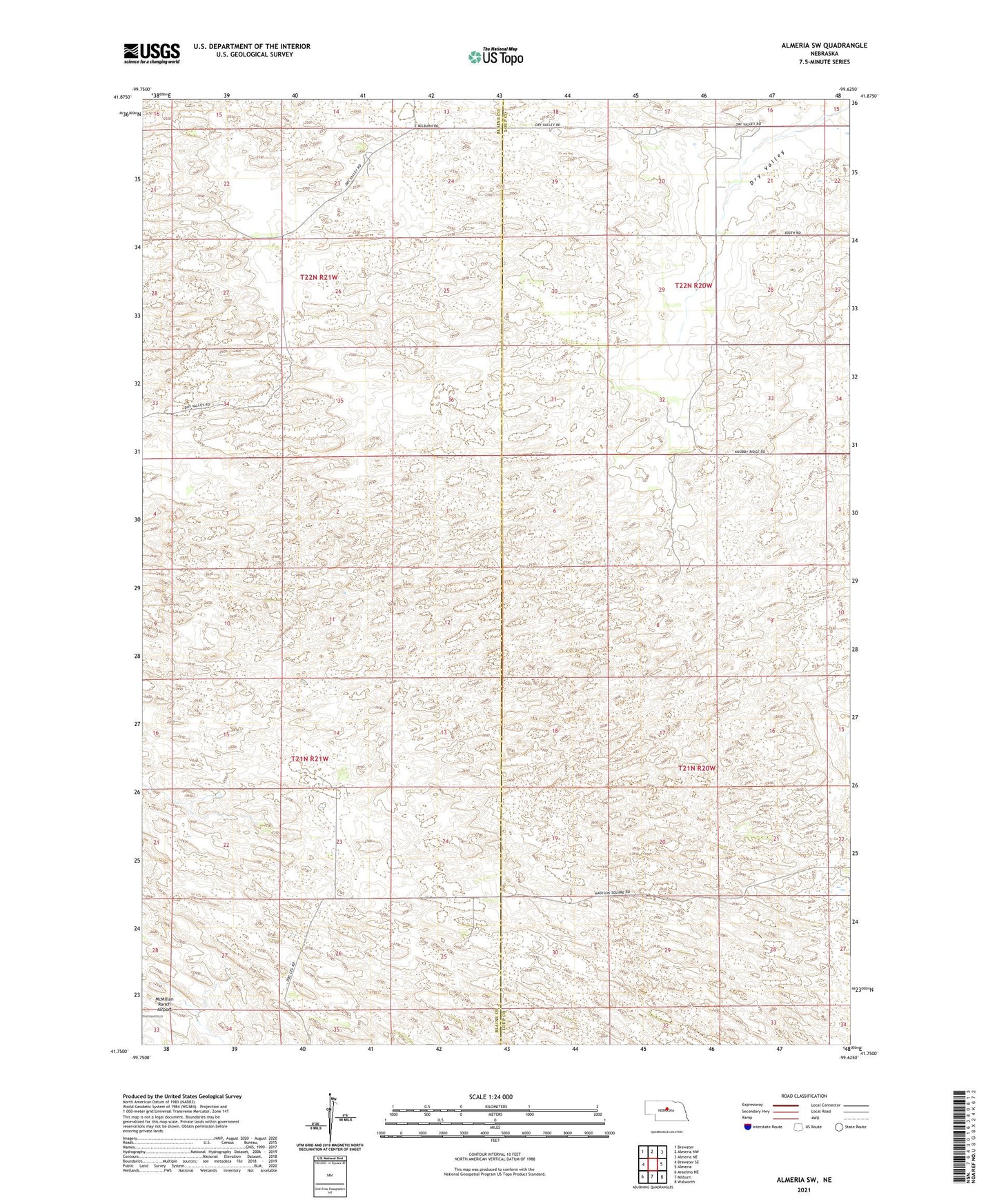 Almeria SW Nebraska US Topo Map Image