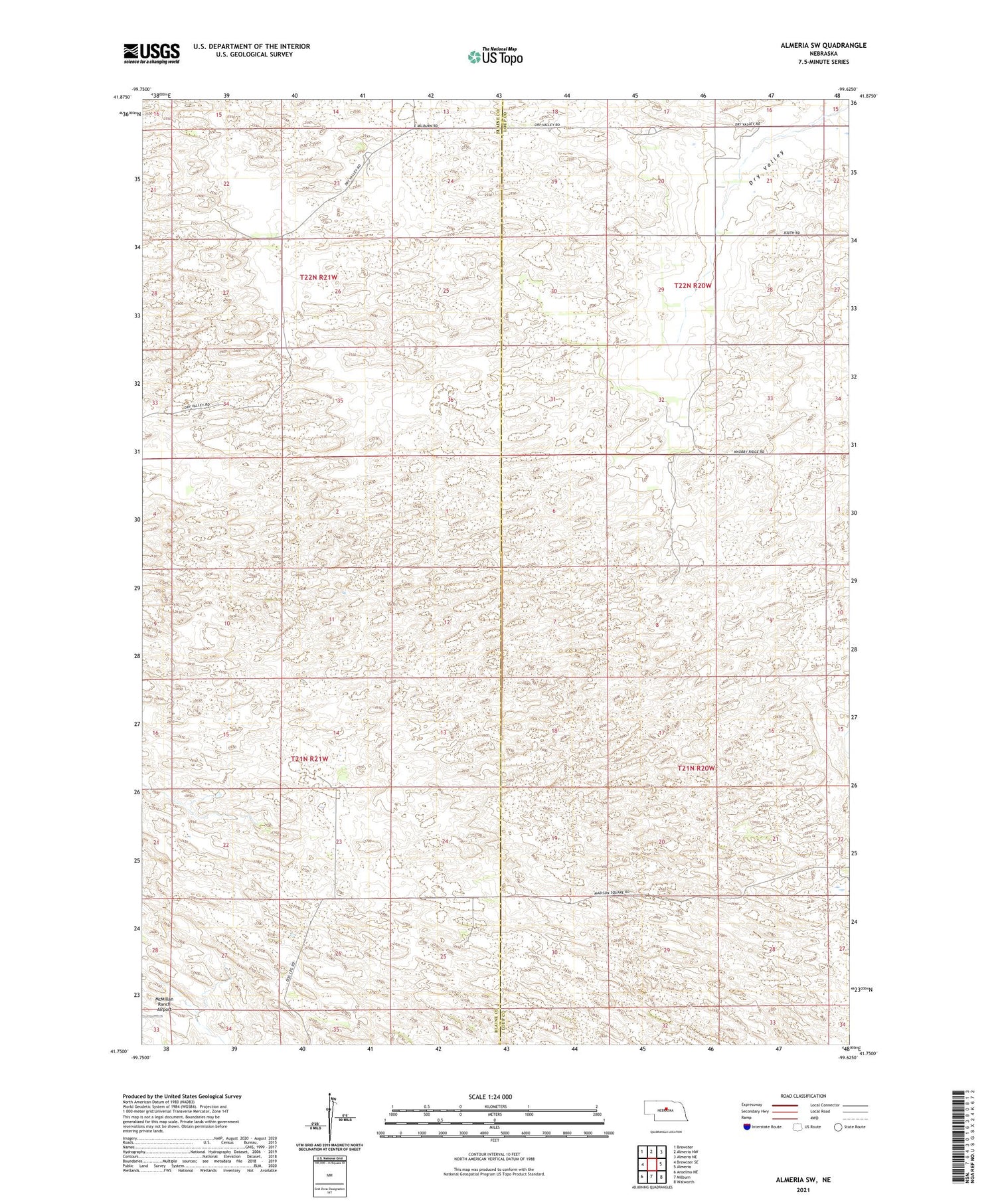 Almeria SW Nebraska US Topo Map Image