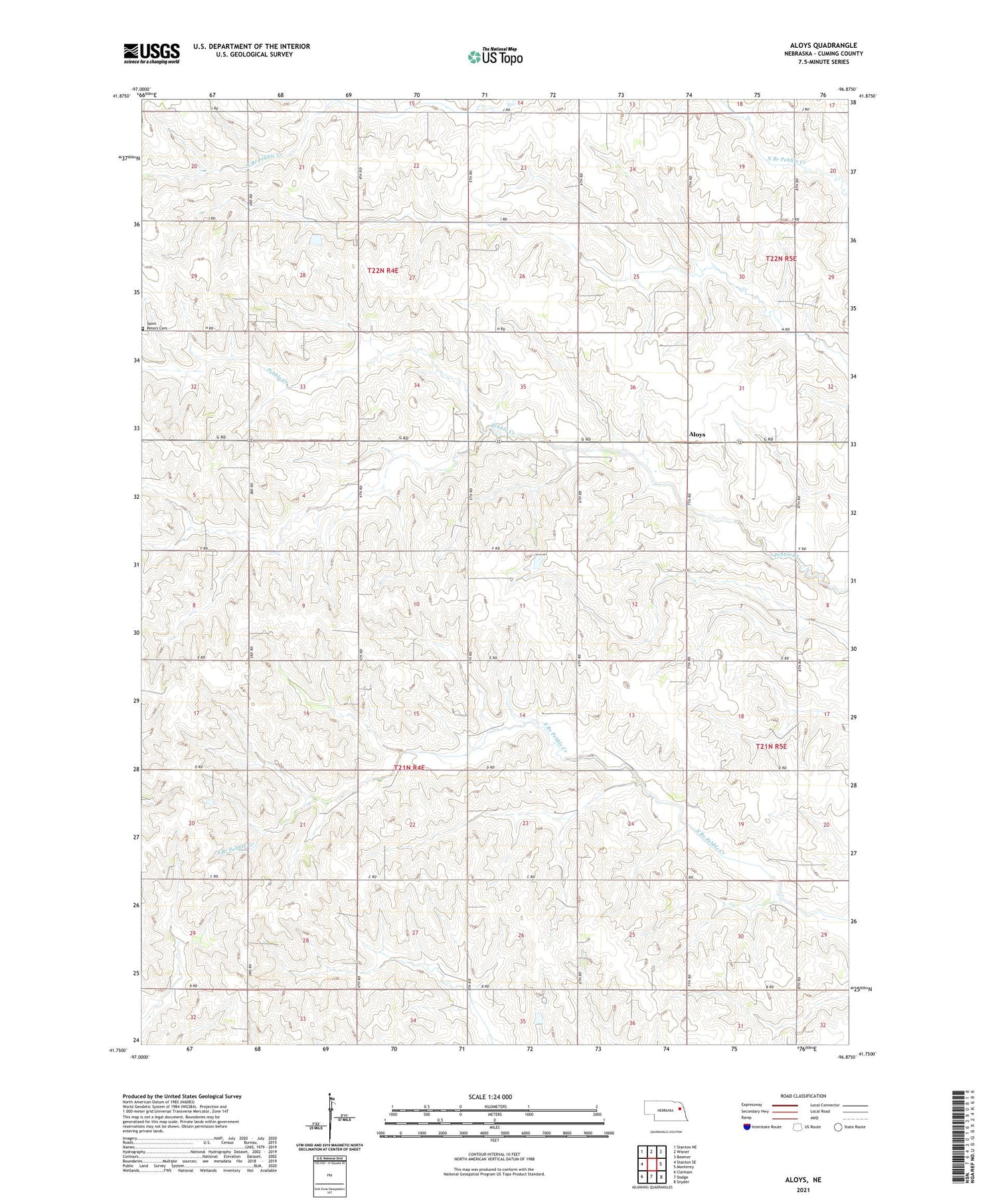 Aloys Nebraska US Topo Map Image