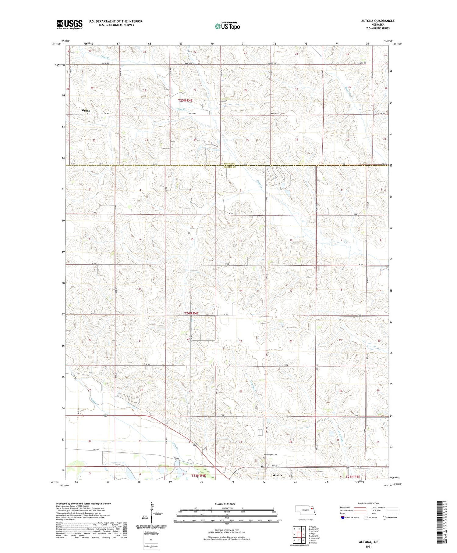 Altona Nebraska US Topo Map Image