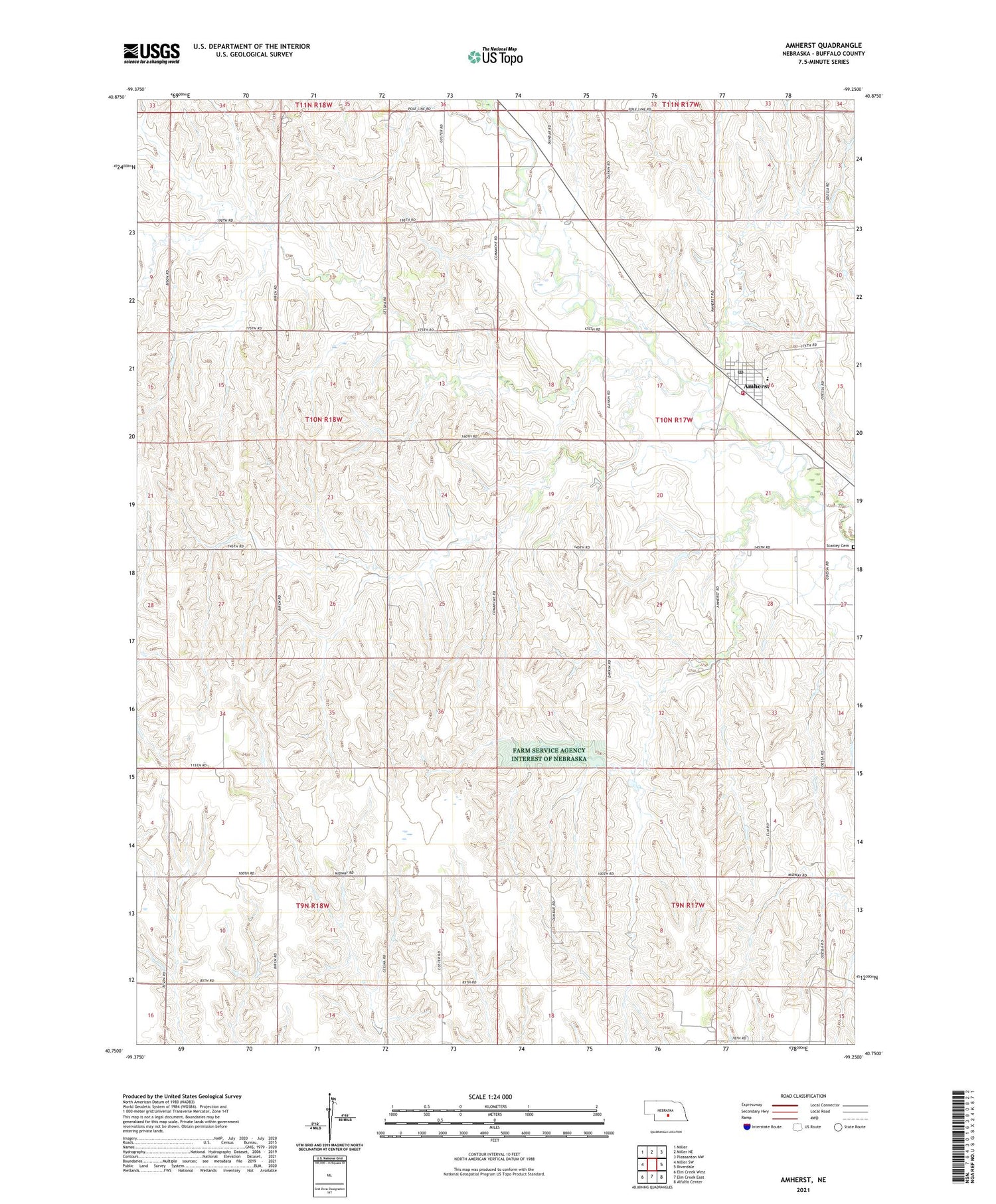 Amherst Nebraska US Topo Map Image