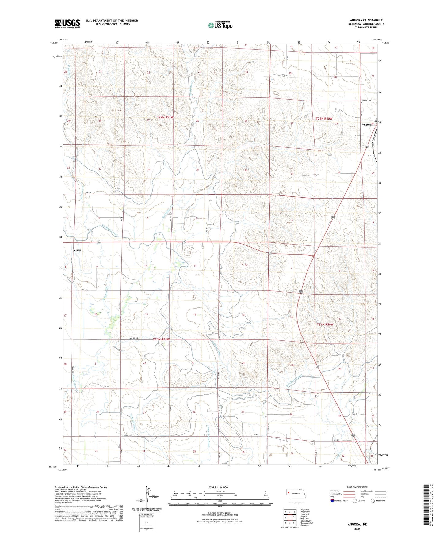 Angora Nebraska US Topo Map Image