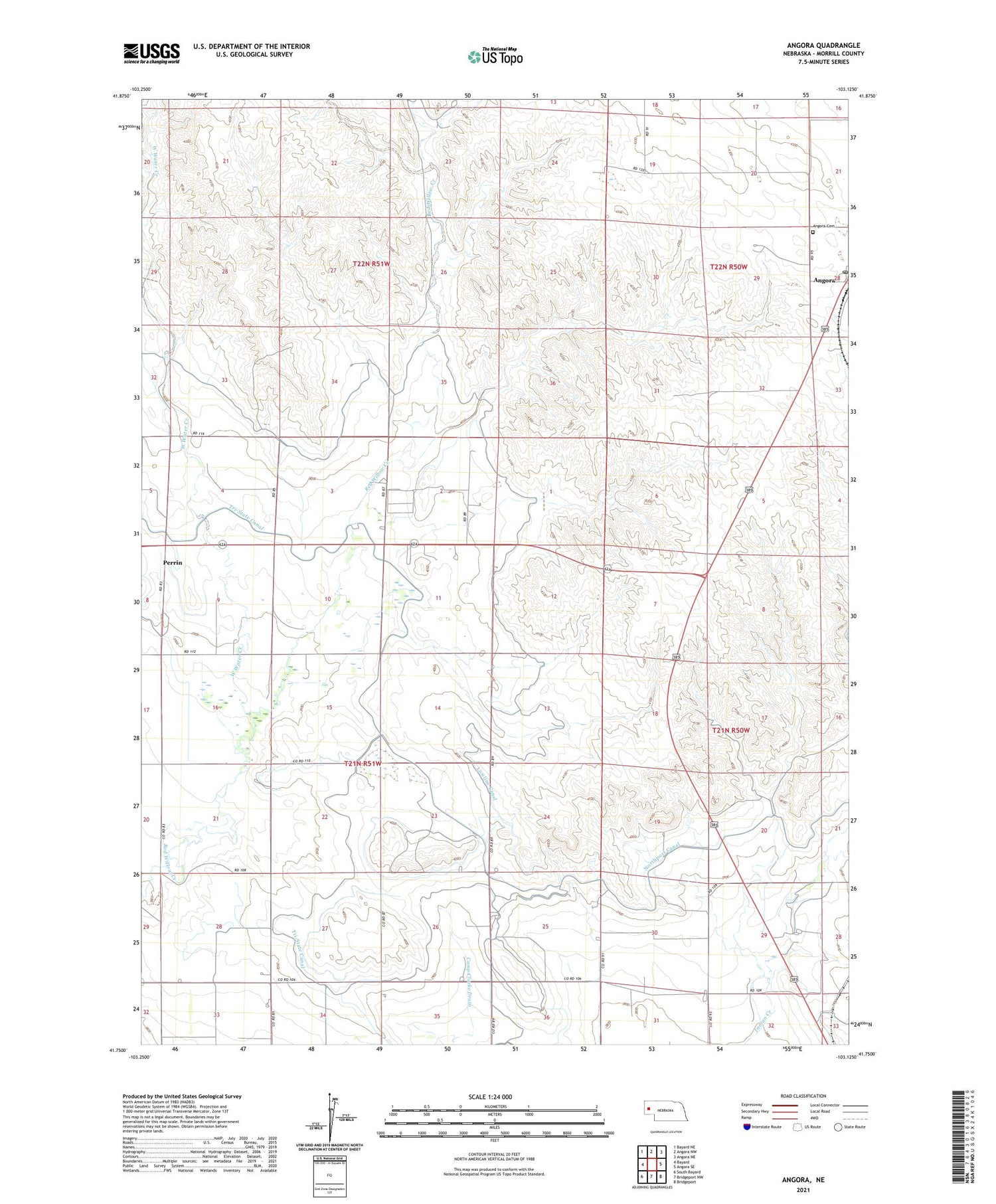 Angora Nebraska US Topo Map Image