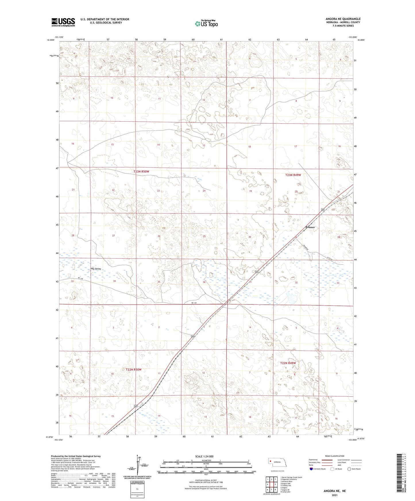 Angora NE Nebraska US Topo Map Image