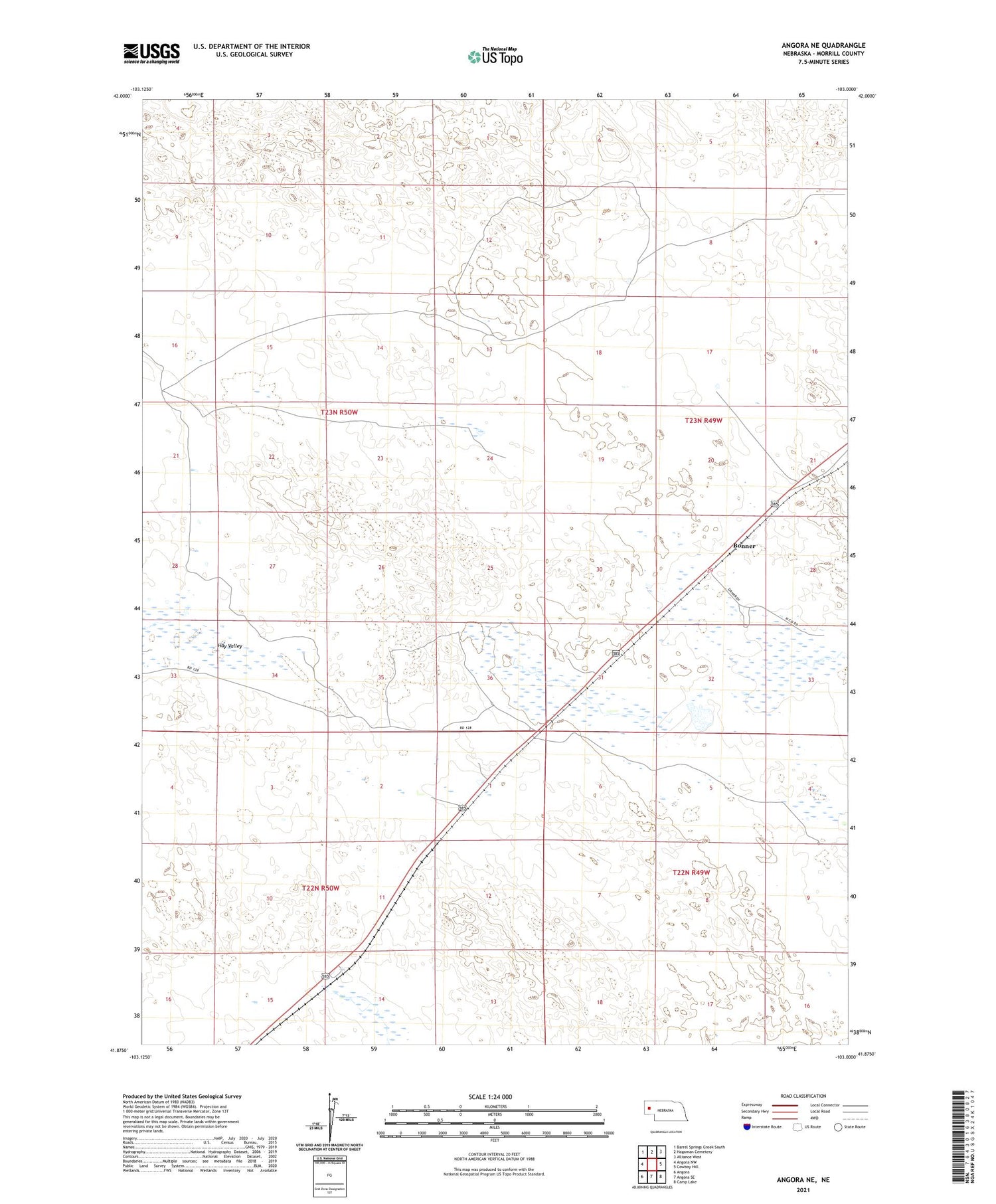 Angora NE Nebraska US Topo Map Image