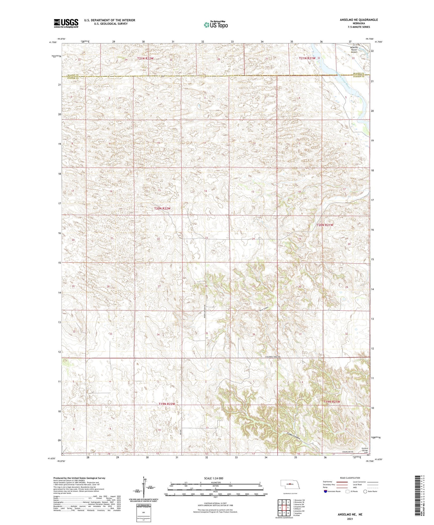 Anselmo NE Nebraska US Topo Map Image