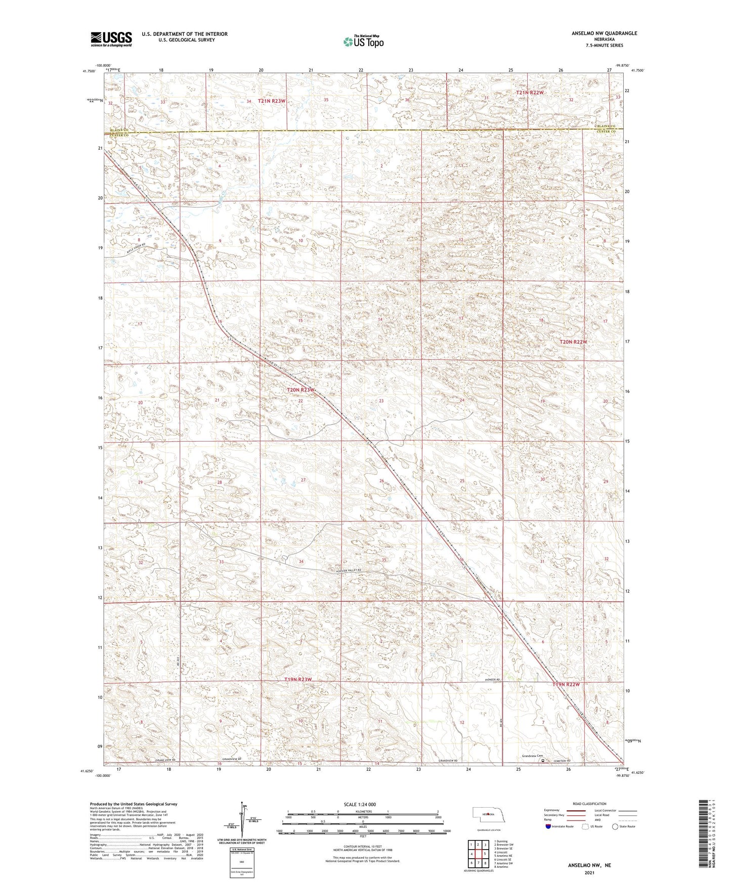 Anselmo NW Nebraska US Topo Map Image