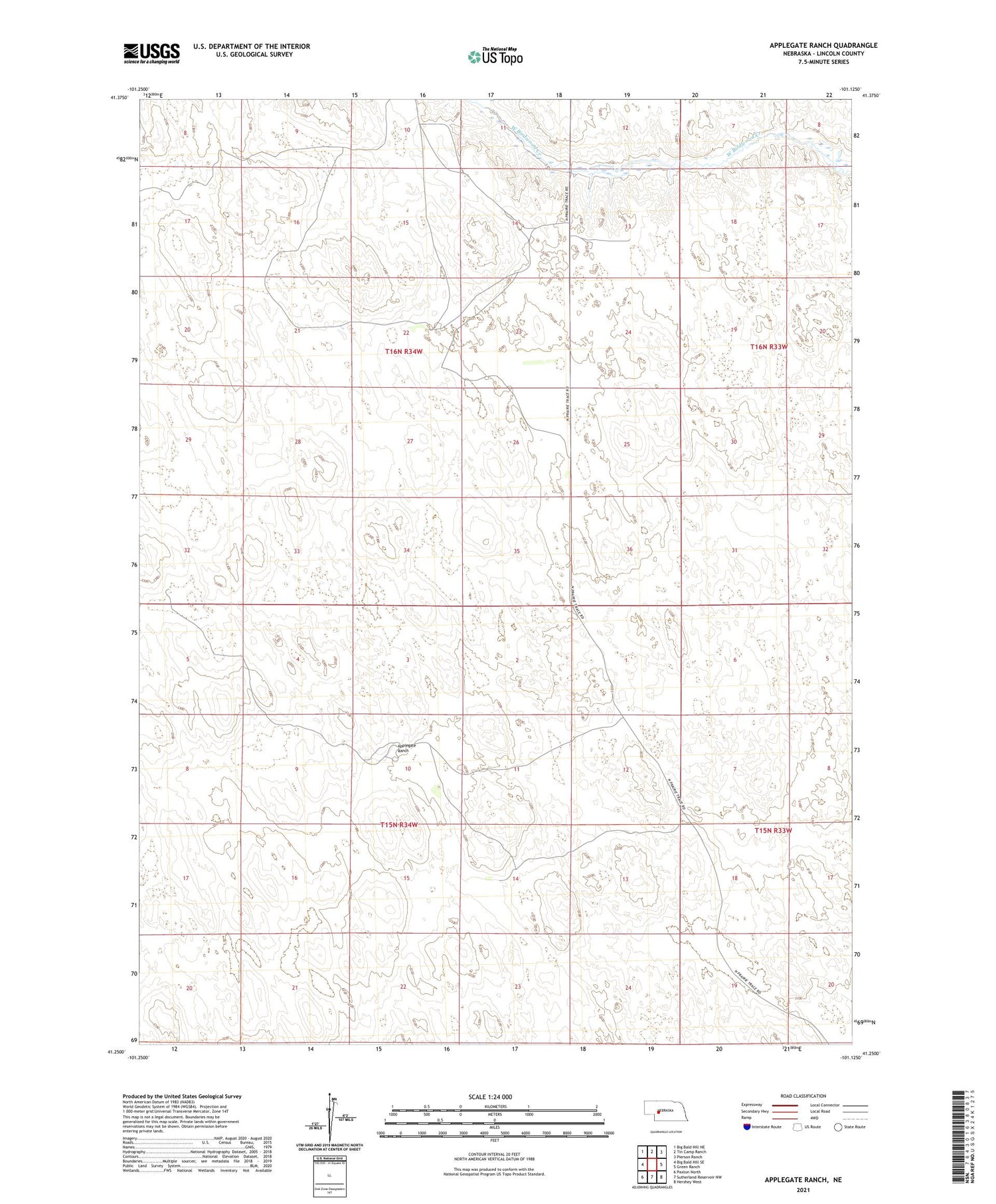 Applegate Ranch Nebraska US Topo Map Image