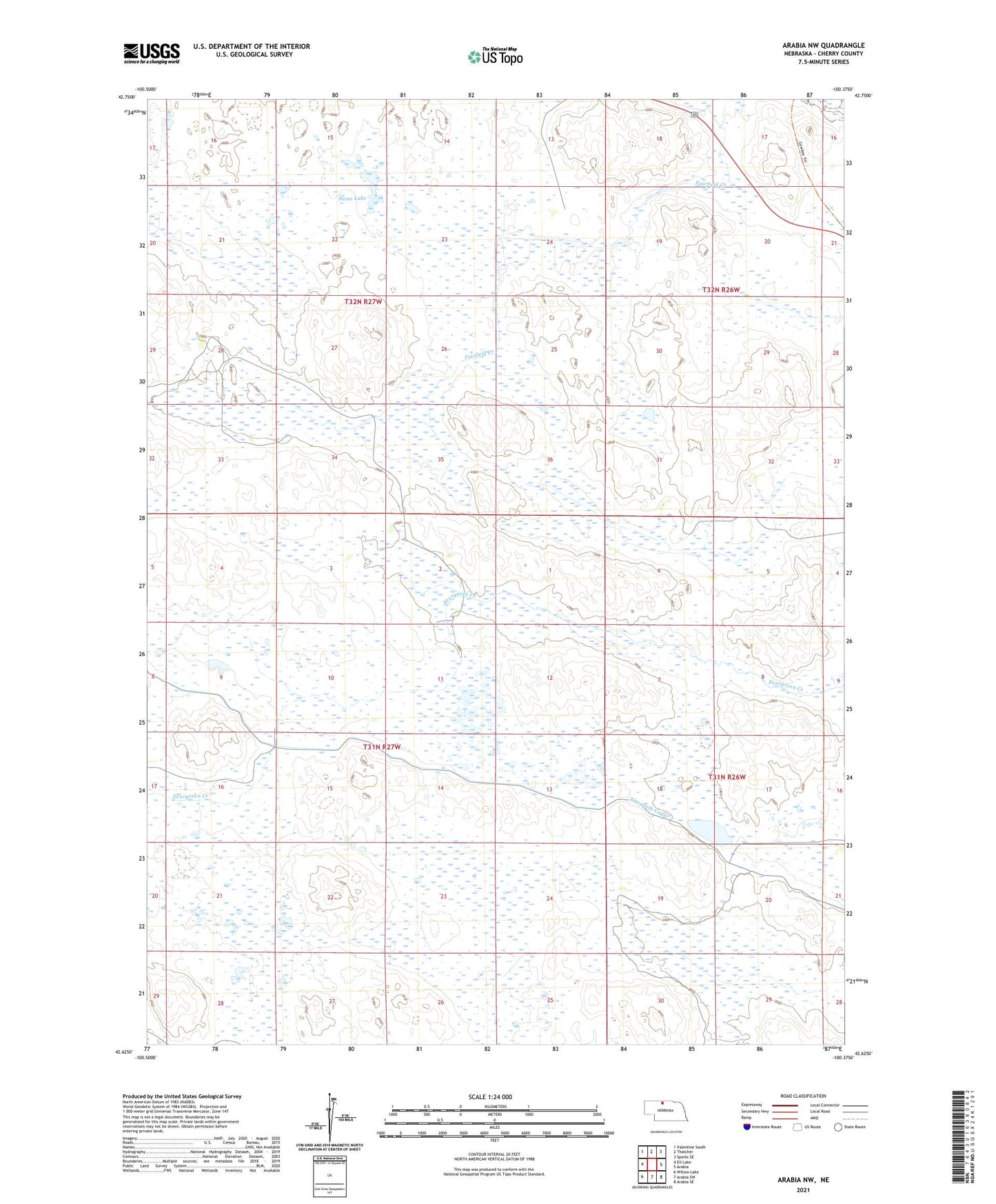 Arabia NW Nebraska US Topo Map Image