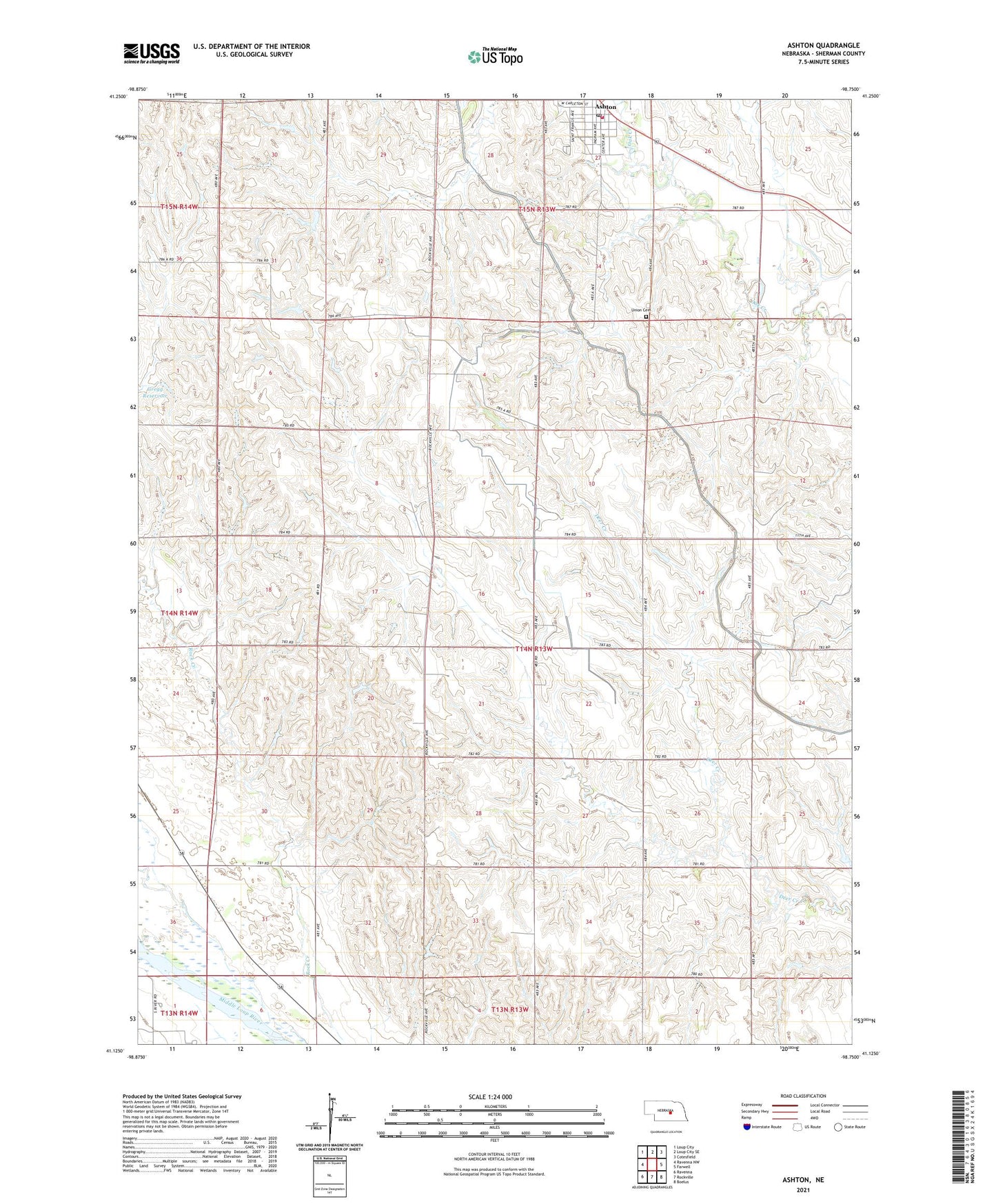 Ashton Nebraska US Topo Map Image