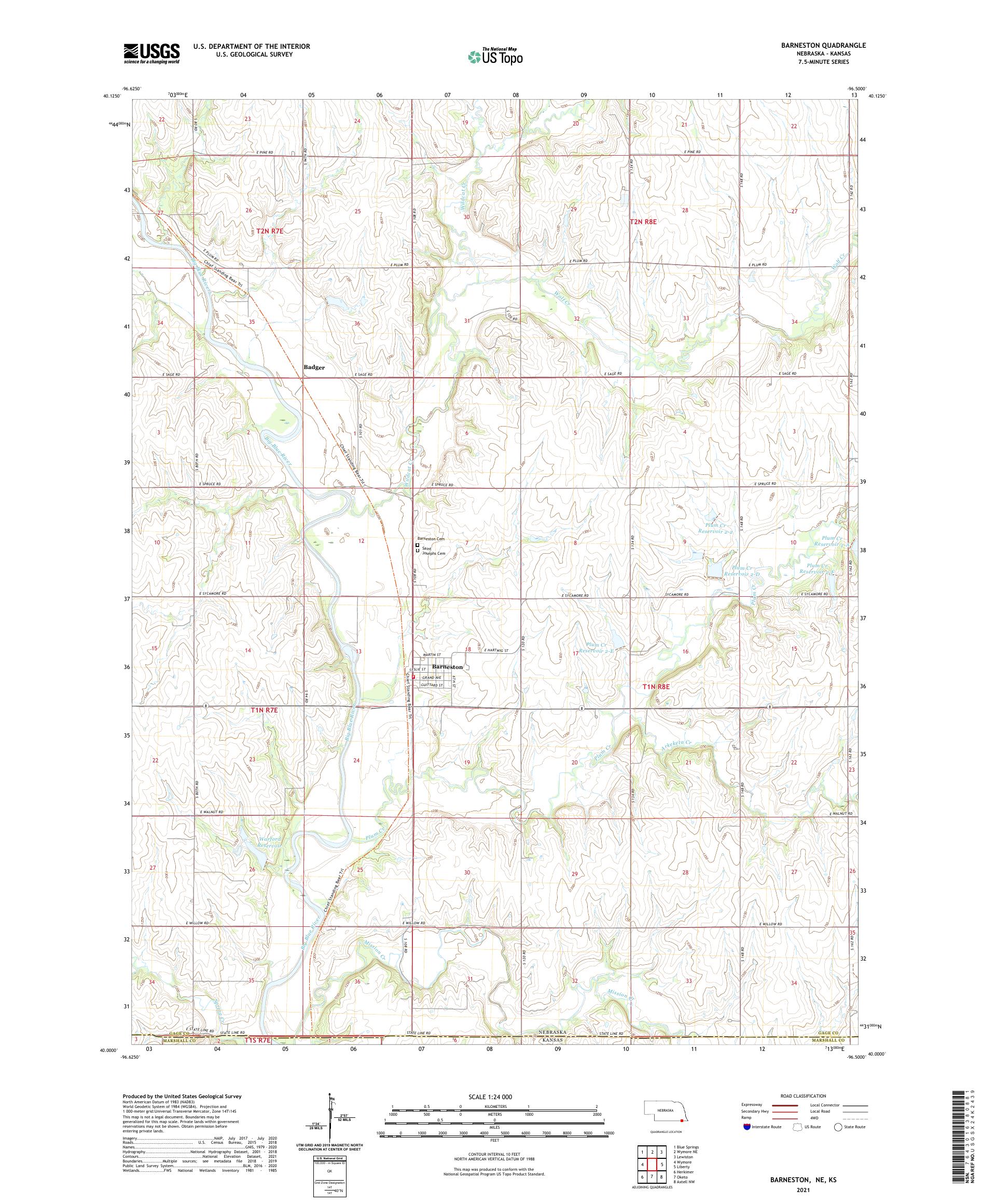 Barneston Nebraska US Topo Map – MyTopo Map Store